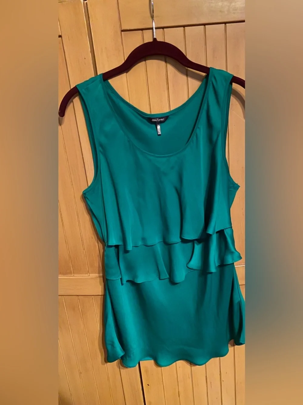 Daisy Fuentes Teal Layered Ruffle Top / large - Picture 4 of 6